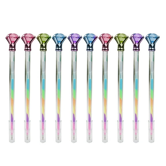 ZYHARUKO 10x Rainbow Gel Pen Colorful Rainbow Pen Big Diamonds Pen Glitter Neons Gel Pen for Writing Drawing Journaling Sketching