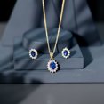 thumbnail image 6 of Rosec Jewels Lab Grown Blue Sapphire Jewelry Set with Moissanite Halo for Women - AAAA Grade, 10K Yellow Gold, 6 of 8