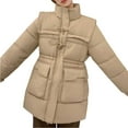 thumbnail image 7 of Ashirexll Winter Jackets for Women, Winter Coats for Women, Womens Casual Solid Color Long Sleeve No Hood Stand Collar Jacket, 7 of 7