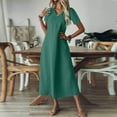 thumbnail image 6 of Summer Dress for Women 2025 Fashion Short Sleeve V Neck Maxi Dresses Casual Solid Color Loose Vacation Beach Dress, 6 of 9