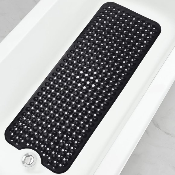 Alfombra para bañera Linows, extra grande, antideslizante, 40 x 16 pulgadas, negra