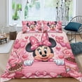 thumbnail image 2 of Minnie Mouse Conjunto de sábanas temático, trío de piezas, cómodo y amigable con la piel, diseño único, regalo de decoración para el hogar para familiares, amigos y fans,173cm *218cm, 2 of 6