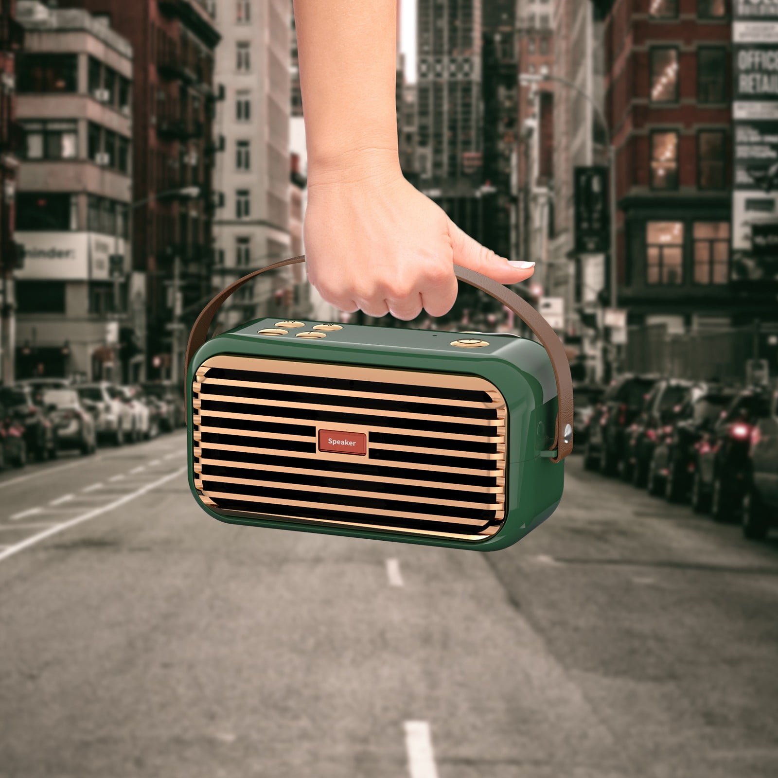 LACKUST Bluetooth Speaker Outdoor Portable Bluetooth Stereo Radio Wireless Handheld Support,Green