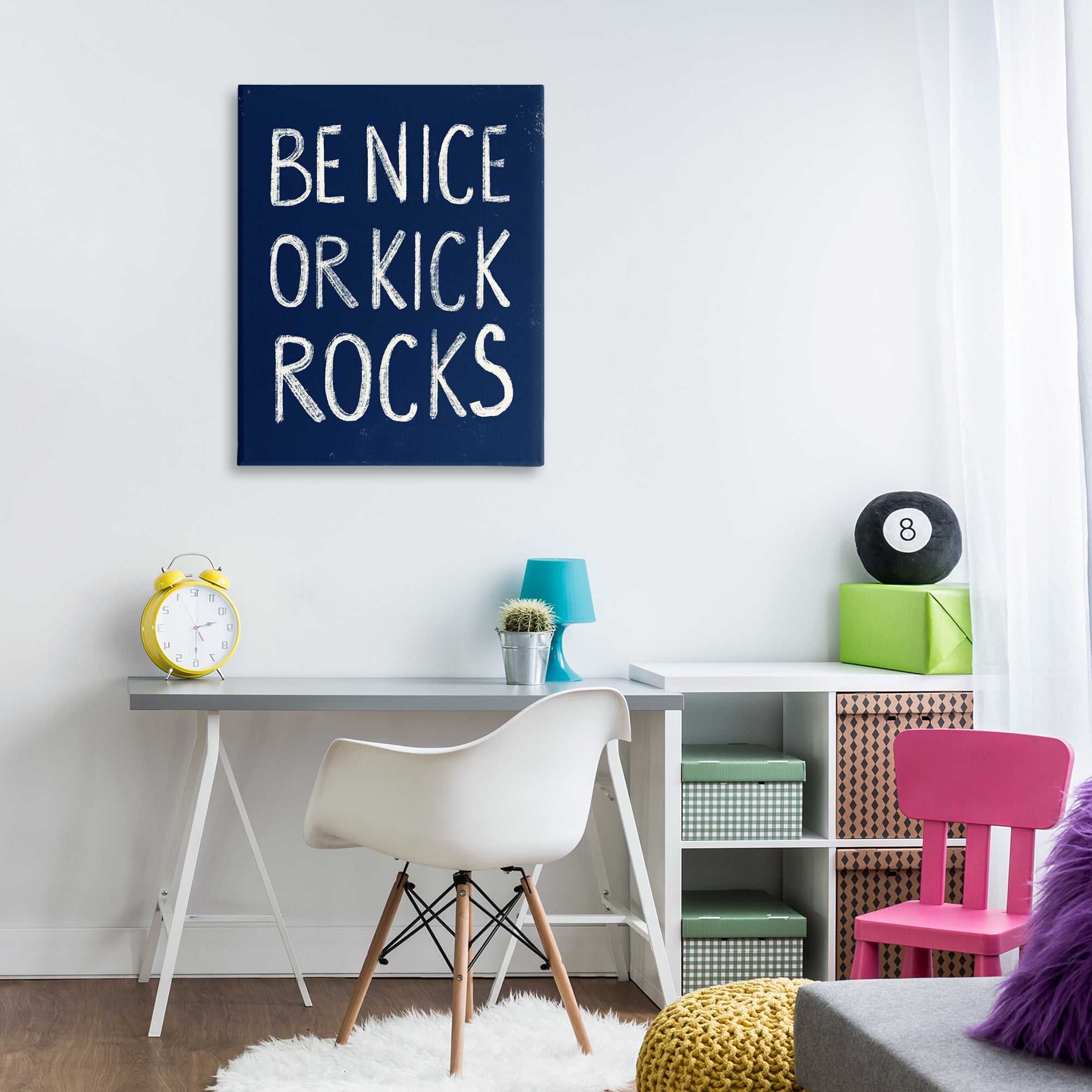 Stupell Industries Be Nice or Kick Rocks Text & Numbers Painting Wrapped Canvas Art Print Wall Art, 30 x 40