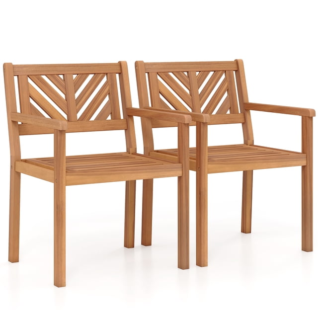 Costway Patio Dining Chairs Set of 2,Outdoor Garden Seating Chairs with 400 lbs Capacity
