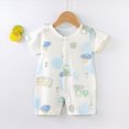 thumbnail image 2 of Infant Baby Boy Girl Bubble Onesie Short Sleeve Floral Romper Summer Outfit Cute 0 3 6 9 12 18 Months Infant Summer Onesie Gibobby,18-24 Months,Sky Blue, 2 of 4
