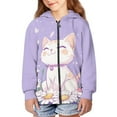 thumbnail image 3 of chaqlin Cat Hoodies for Teen Girls Trendy Y2K Zip Up Hoodie Flower Long Sleeve Hooded Sweatshirts Kids School Jacket with Pocket Fall Winter Clothes, 3 of 7