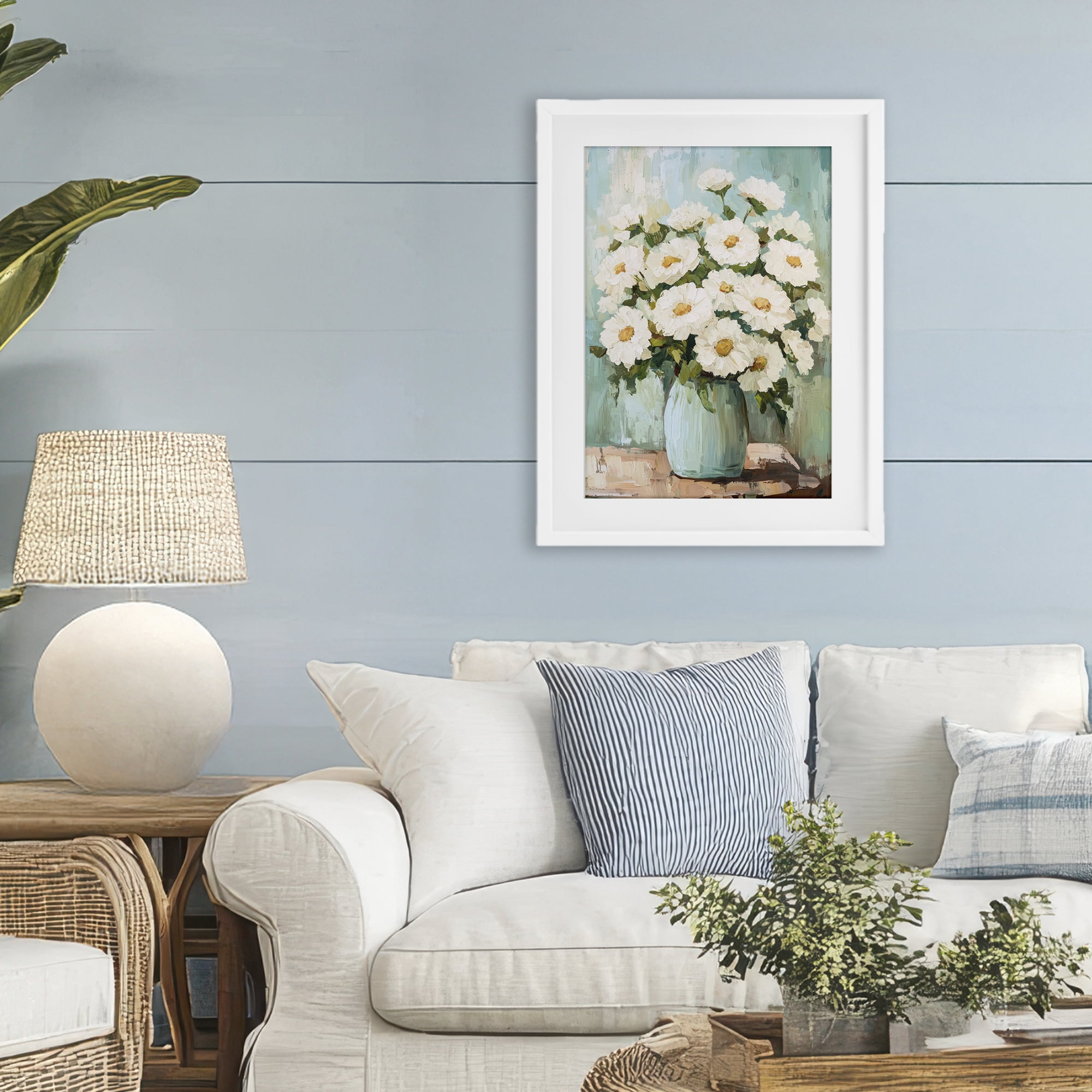 Stupell Industries Cozy Arrangement of White Blooms White Framed Print Under Glass, design by Petal Prints Design