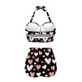 thumbnail image 4 of Suhoaziia Heart Pattern Swimsuit Women Tankinis Sets Sporty Casual Bathing Suits Size 2XL Swimwear Halter Ruched Bathing Suit Wrinkle Design Bikini Underwear for Summer, 4 of 6