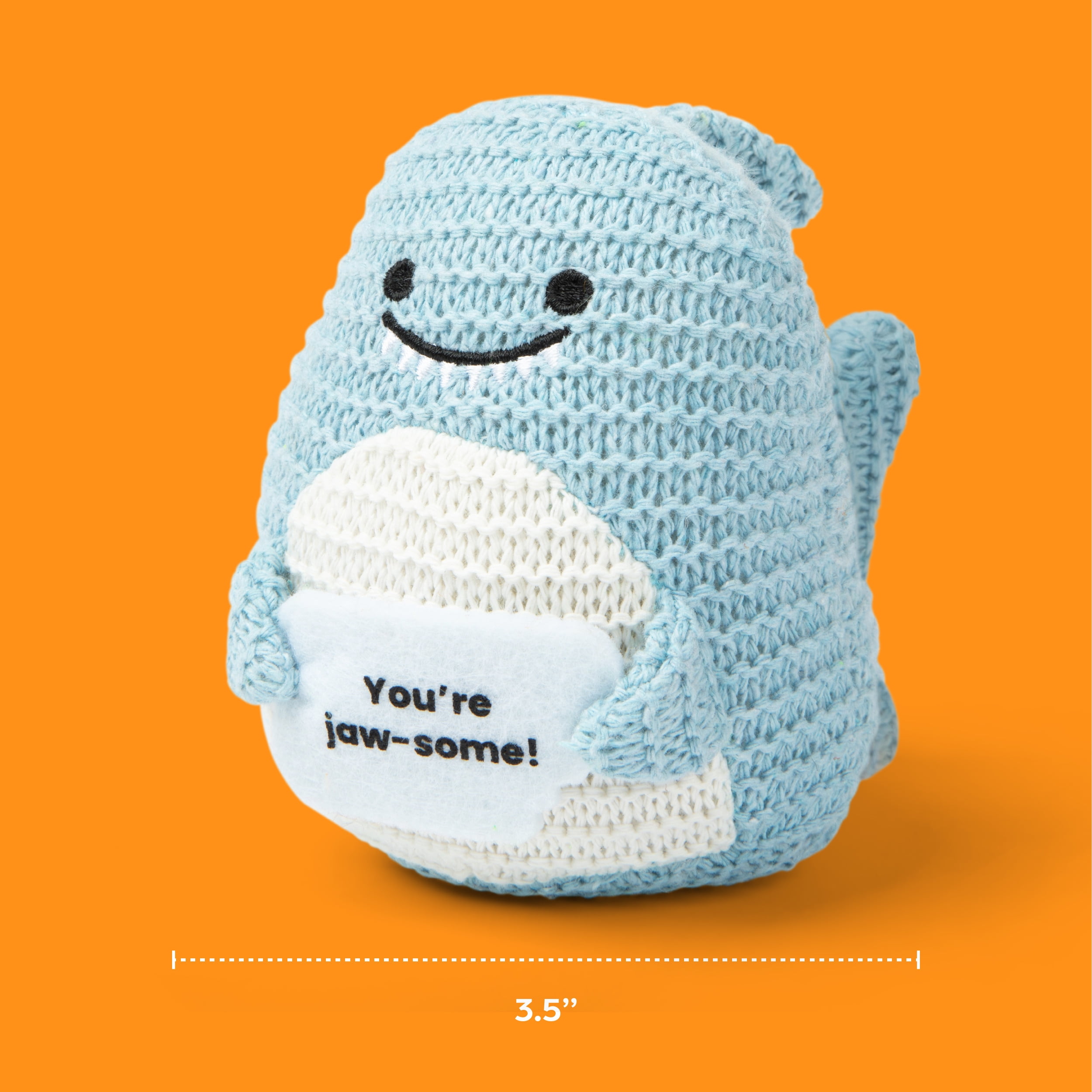 Lil Cheers Shark by Relatable, Crochet Plush with Positive Message, Gifts for Kids and Adults