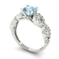 thumbnail image 2 of 1.42 ctw Solitaire with Zirconia Diamond Accents Anniversary Ring for Women | Round Cut Simulated Blue Diamond | Hyperallergenic Solid 14K White Gold, 2 of 5