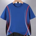 thumbnail image 5 of Teen Boy 14-17T Summer Athletic Outfits Set 2 Piece Short Sleeve Sport T-shirt and Elastic Shorts Casual Clothes Gibobby,15-16 Years,Blue, 5 of 6