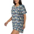 thumbnail image 2 of Wukai Tropical Sloth Women's Pajama Set,Short-Sleeve Top and Shorts with Elastic Waistband and Pockets for Loungewear, Yoga, and Casual Wear-Small, 2 of 8