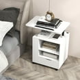 thumbnail image 2 of Gymax Table de Chevet Pivotante pour Ordinateur Portable avec Station de Charge et Lumières LED, 2 of 10