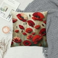 thumbnail image 2 of Leisuo  Beautiful Flower Poppy Pillow Case,Red Flower Cushion Cover Square Standard Home Decorative for Men/Women Red Brown White, 2 of 5