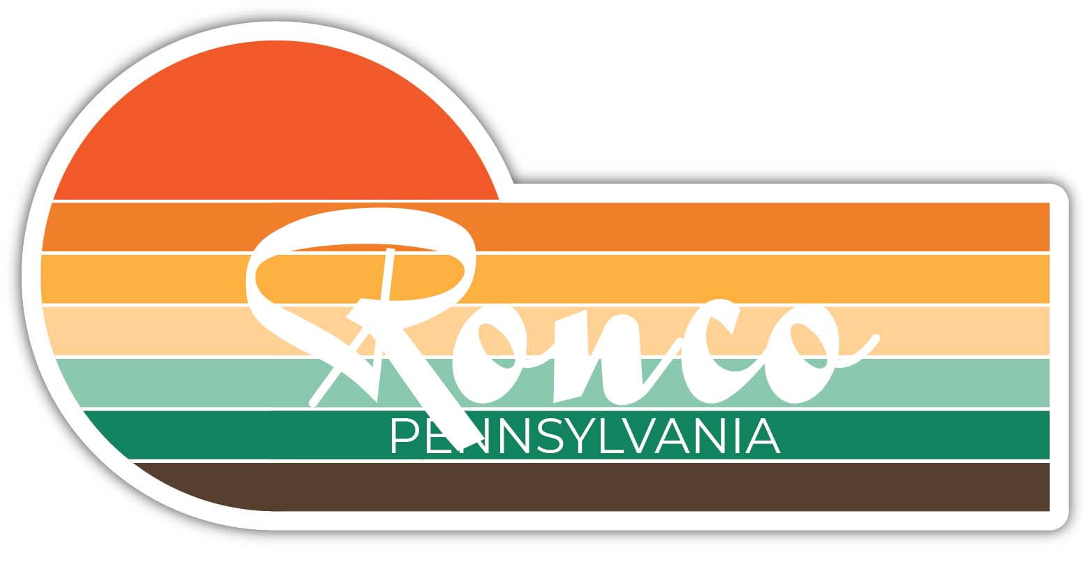 Ronco Pennsylvania 2 x 1.25 Inch Sticker Retro Vintage Sunset City 70s Aesthetic Design