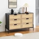 thumbnail image 3 of Estilizado para 6-cajón chest con wicker pattern in negra y oak (pb) para dormitorio, sala de estar, o oficina, 3 of 7
