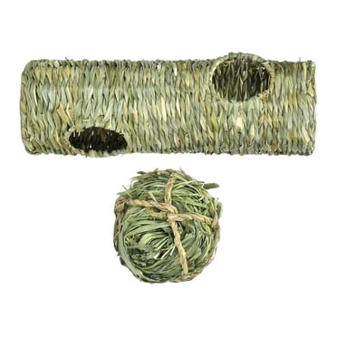 Jouet de Tunnel d'Herbe, Jouet Interactif avec la Maison d'Entrée Ouverte Tunnel Léger de Cachette de Lapin pour les Souris Syriennes de Petit Hamster de Rat de Lapin