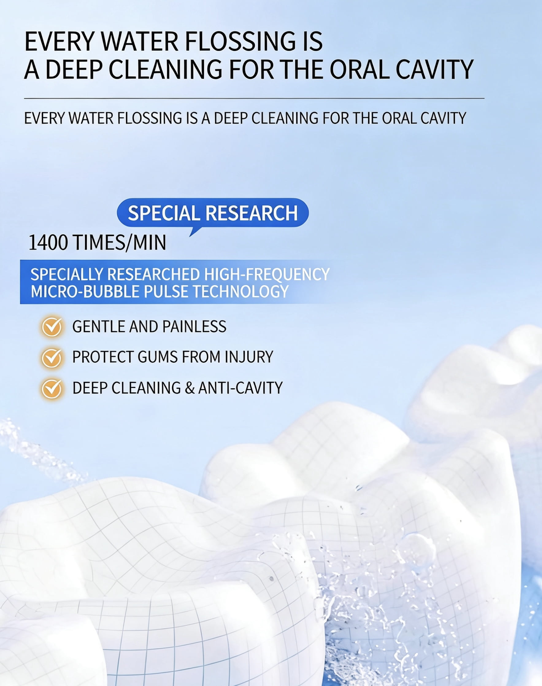 CYYI Water Flosser for Teeth and Gums, 200ML Oral Irrigator with 4 Jet Tips, 3 Modes, IPX7 Waterproof for Home and Travel
