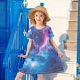 thumbnail image 6 of FORMRS Girls Short Sleeve Dress Summer Casual Round Neck A-line Beach Sundress, Sizes 2T-8T, Galaxy Pattern, 6 of 8