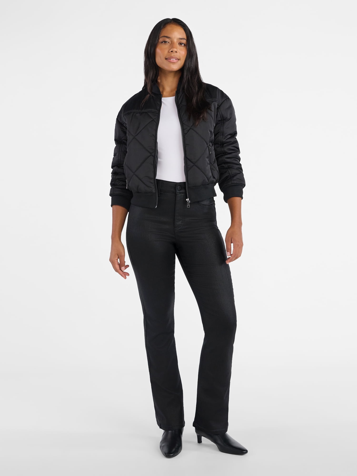 Time and Tru Women's Flare Coated Denim Pants, 30" Inseam, Size 0-20