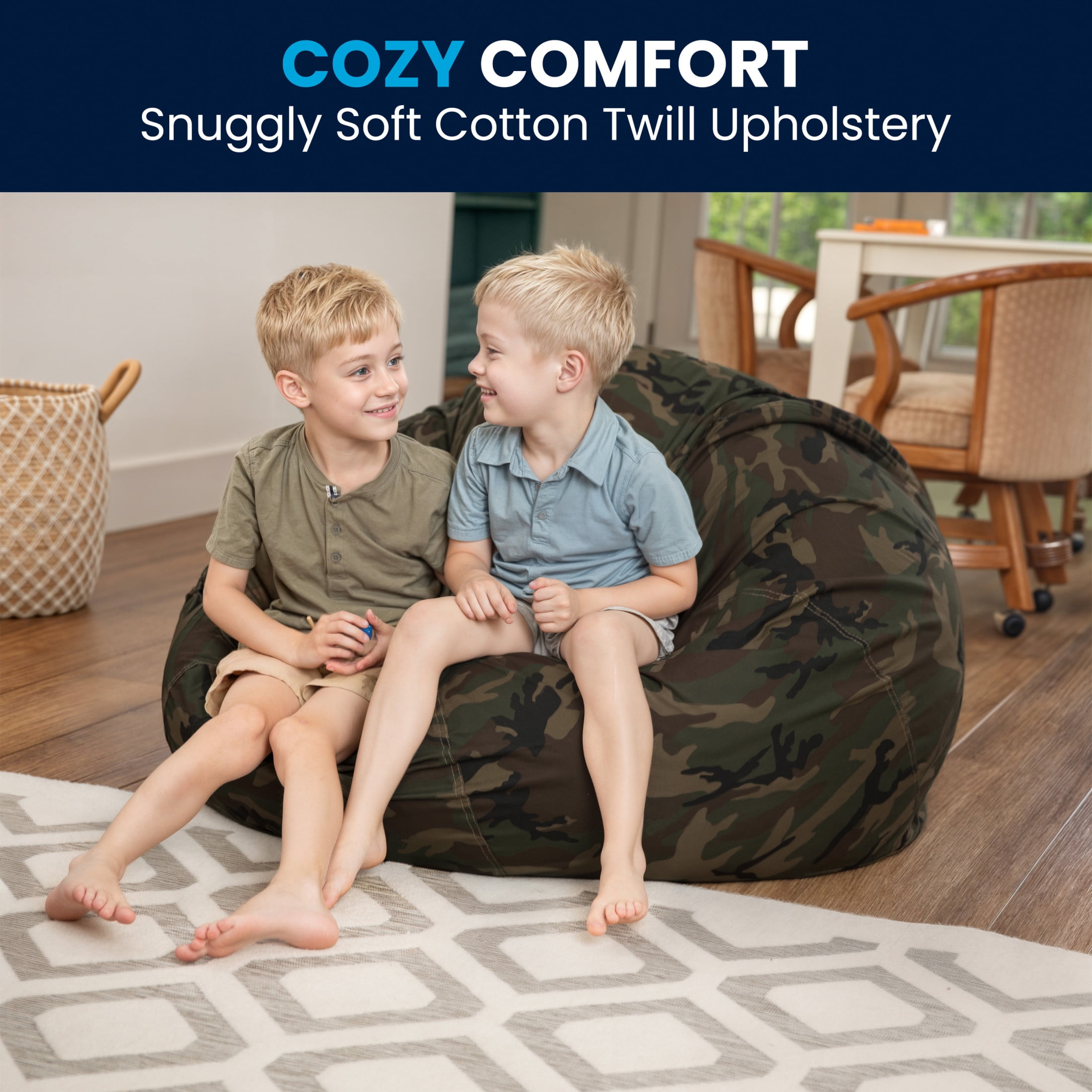 Flash Furniture Duncan Oversized Camouflage Refillable Bean Bag Chair for All Ages