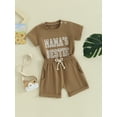 thumbnail image 3 of Suealasg 2Pcs Kids Girls Summer Clothes Toddler Baby Girl Beach Outfit  6M 1T 2T 3T Letter Print Crew Neck Short Sleeve T-Shirts Tops and Shorts, 3 of 9