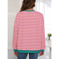thumbnail image 5 of FIUFY Women's Casual Sweatshirt Long Sleeve Pullover Top Oversized Shirt With Striped Color Block, 5 of 8