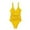 Yellow, variant on LUOGENLI 1Pc Swimsuit Women Athletic Long Torso Swimwear Suit Women V One Control Bathing Tummy Ruched Swimsuits Neck Swimwears Khaki Size L