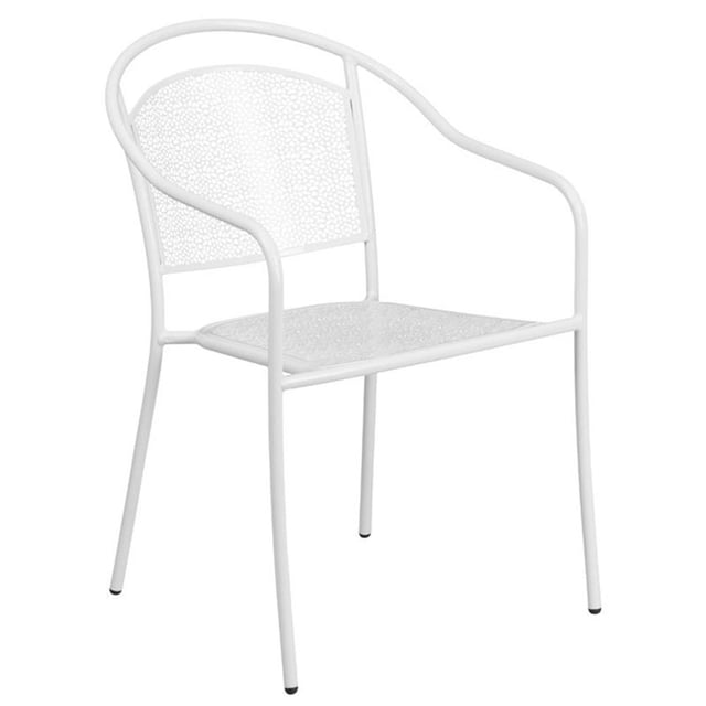 Bowery Hill Stackable Steel Round Back Patio Dining Side Chair in White