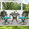 thumbnail image 7 of MEETWARM 3-Piece Outdoor Patio Dining Set, All-Weather Cast Aluminum Patio Conversation Set with 2 Cushions Swivel Rocker Chairs and 31" Round Table for Backyard Garden Deck, Umbrella Hole, Ocean Blue, 7 of 7