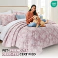 thumbnail image 6 of IR Imperial Rooms 3-Piece Velvet Bedspread Set, Floral Ultrasonic Embossed Quilt, Queen, Pink (Pack of 2), 6 of 9