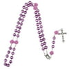 SJENERT White Pearl Beads Rosary Our Rose Catholic Necklace Prayer Lourdes Medal Cross Necklace(Purple)