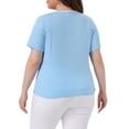thumbnail image 4 of DARING DIVA Women's Plus Square Neck Short Sleeve Trendy Top 4X Sky Blue, 4 of 7