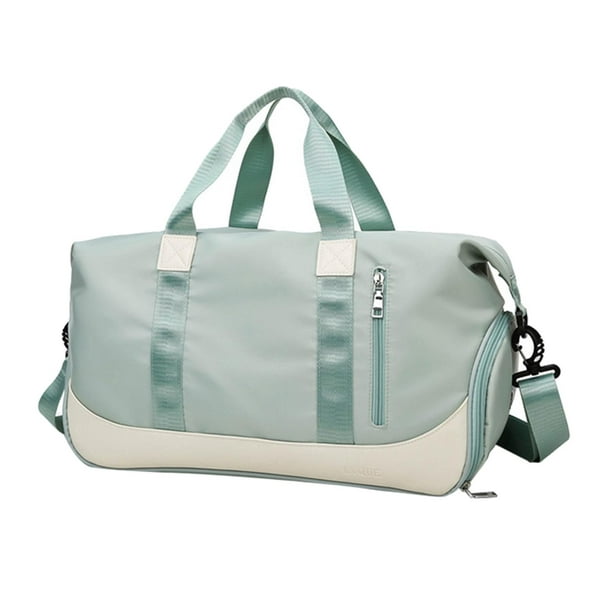 Sports Duffel Bag Shoes Compartment Weekender Wet Pocket Backpack Green 