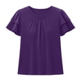 thumbnail image 4 of GigrtiJin Womens Short Sleeve T Shirts Pleated Baggy Basic T Shirts Casual Outdoor Pull On Round Neck Cropped Tees for Womens, 4 of 7