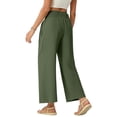 thumbnail image 4 of RYRJJ Womens Lounge Pants Wide Leg Smocked High Waisted Palazzo Pants Summer Flowy Beach Casual Trousers with Pockets, 4 of 9