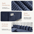thumbnail image 6 of 110" L Shaped Modular Sectional Couch with Reversible Chaise, 3-in-1Memory Foam Boneless Couch for Living Room,Corduroy Folding Floor Cloud Couch Bed (Left Facing Sofa), 6 of 7