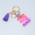 thumbnail image 2 of Hangs Pendant 2 Resin Glittering Letter Keychain with Color Stitching Flowing Design Purple Drop Glue English Character Key Chain, 2 of 5