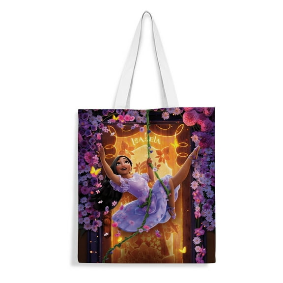 Isabella Encanto-theme canvas Tote Bag for Women Aesthetic Shopping Grocery Reusable Bags with Inner Zipper Women Gift 13.8 x 15.8 inches（35x40cm）