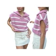 thumbnail image 6 of Arvbitana Women Teen Girls Knit Vest Sleeveless Turn-down Collar Waistcoat Striped Zipper Tops Sweaters Streetwear for Club Party Daily, 6 of 6