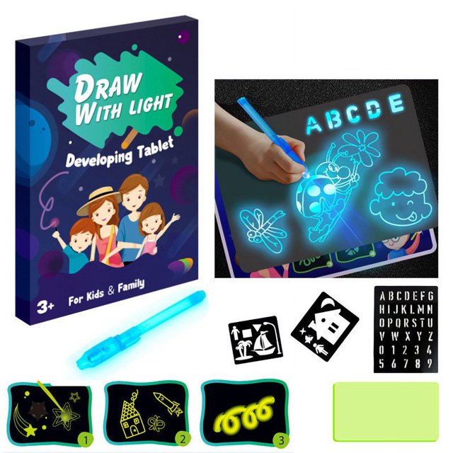 Luminescent Light Drawing Board 3D Magic Fluorescent Glow In Dark Painting Pad Kid Graffiti Educational Toys