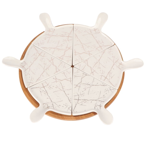 Juego de platos para pizza premium, plato único de postre triangular de cerámica grande para pizza