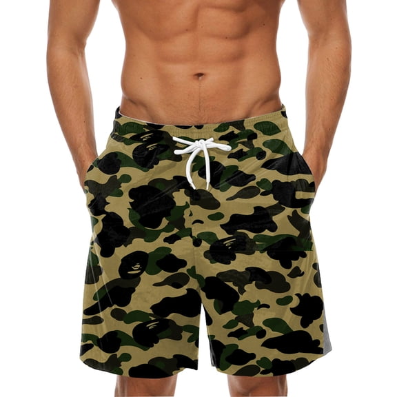 CONZONE Men'S Swim Trunks Camouflage Board Shorts for Men Elastic Waist Drawstring Lightweight Quick Dry Summer Beach Swim Shorts With Pocket