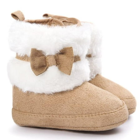 Baby Bowknot Keep Warm Soft Sole Snow Boots Soft Crib Shoes Toddler