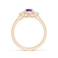 thumbnail image 2 of ANGARA Natural Classic Round Amethyst and Diamond Three Stone Ring in 14K Rose Gold for Women (Size-5mm) | February Birthstone, Birthday, Anniversary, Jewelry Gift for Women | Natural Amethyst Ring, 2 of 8