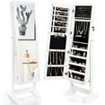 thumbnail image 1 of Costway Jewelry Cabinet Stand Mirror Armoire Lockable Organizer Large Storage Box White, 1 of 10