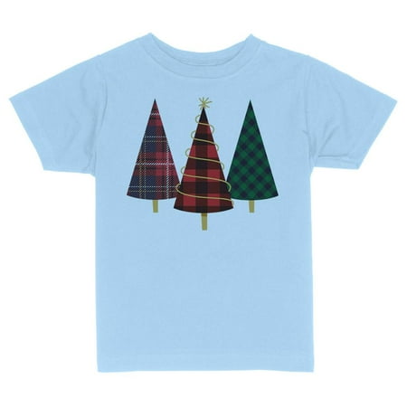 

TeesAndTankYou Plaid Print Christmas Trees Toddler Kids T-Shirt 4T Light Blue
