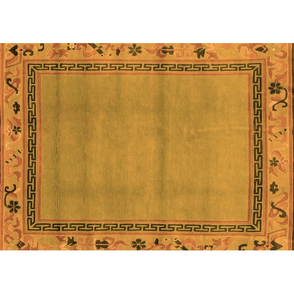 Ahgly Company Indoor Rectangle Oriental Orange Asian Inspired Area Rugs, 6' x 9'