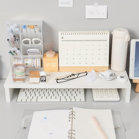 Ergonomic Monitor Stand Riser with Storage, Desk Organizer for Laptop, PC, Printer - Neck & Eye Strain Relief, PVC